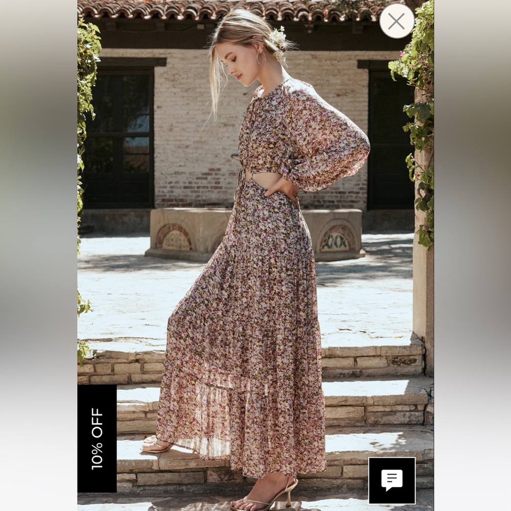 Astr Floral Midi Dress in Pink and Cream - Picture 2 of 10